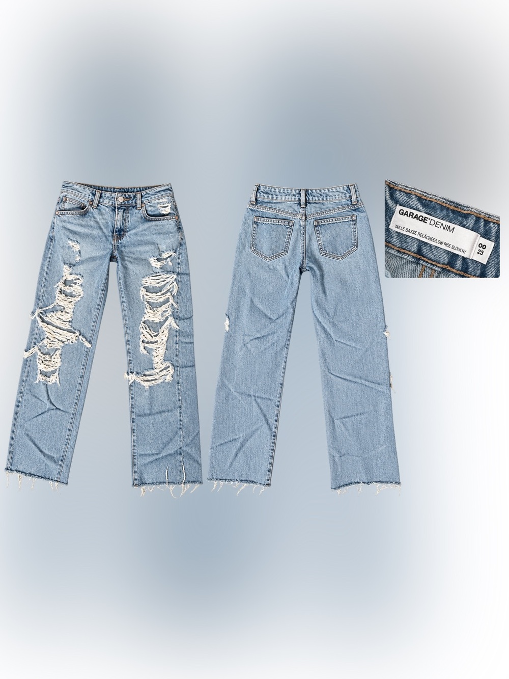 Garage Light Blue Distressed Straight-Leg Jeans